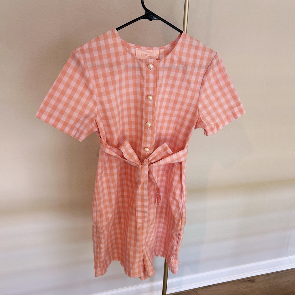 ban.do Peach Gingham Romper